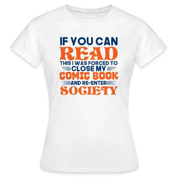 Comic Book Collector Nerdy Geek Superhero Reader - Women's T-Shirt - white - Front - AI Model Female 172 dark (172cm)