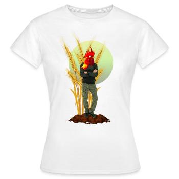 Chicken Man Rooster Comb Hybrid - Women's T-Shirt - white - Front - AI Model Female 172 dark (172cm)