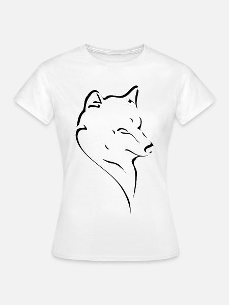 Wolfskopf Linienstudie - Frauen T-Shirt - Weiß