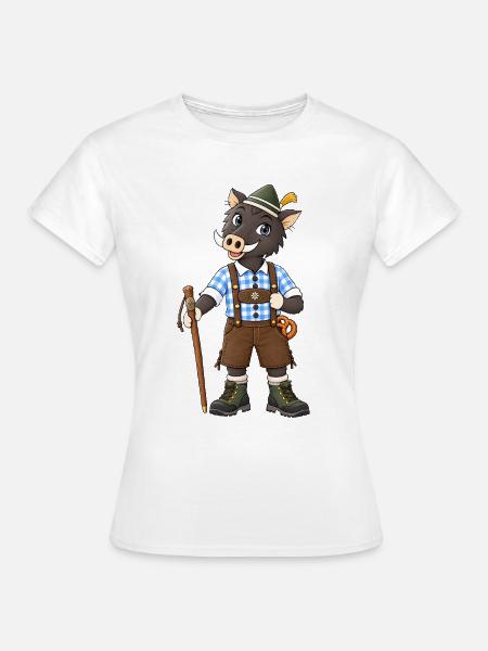 Wander Wildschwein in Bayern Tracht - Frauen T-Shirt - Weiß