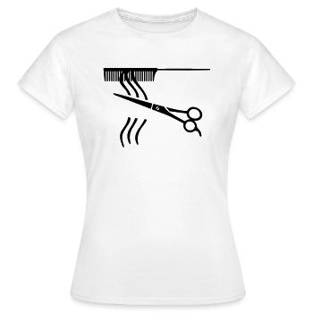 Friseur Friseurin Schere Kamm Haarschnitt - Frauen T-Shirt - Weiß - Vorne - AI Model Female 172 dark (172cm)