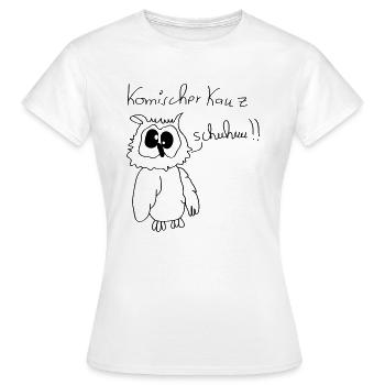 Komischer Kauz Schuhuu - Frauen T-Shirt - Weiß - Vorne - AI Model Female 172 dark (172cm)