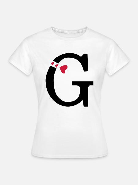 Großbuchstabe G mit Herzen - Frauen T-Shirt - Weiß