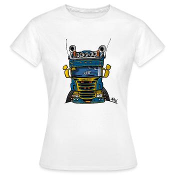 0323 S camion bas bleu jaune - T-shirt Femme - blanc - Devant - AI Model Female 172 dark (172cm)