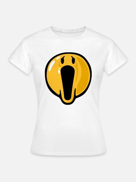 Smiley scream - Vrouwen T-shirt - wit