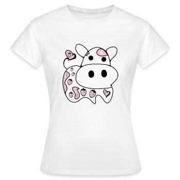 Dessin au trait - Vache - T-shirt Femme - blanc - Devant - AI Model Female 172 dark (172cm)