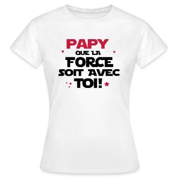 papy que la force soit avec toi - T-shirt Femme - blanc - Devant - AI Model Female 172 dark (172cm)