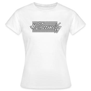 Zoomify hatch tag slogan - Women's T-Shirt - white - Front - AI Model Female 172 dark (172cm)
