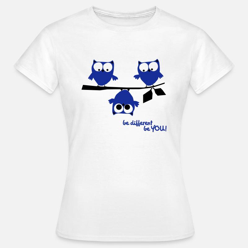 Eulen, lustig, be different, Vogel - Frauen T-Shirt - Weiß