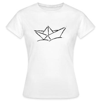 Papierboot Skizze - Frauen T-Shirt - Weiß - Vorne - AI Model Female 172 dark (172cm)