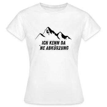 Je connais un raccourci - les grimpeurs sur le surplomb - T-shirt Femme - blanc - Devant - AI Model Female 172 dark (172cm)
