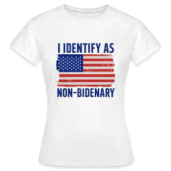 Anti Biden Democrat Liberal Non-Bidenary - Women's T-Shirt - white - Front - AI Model Female 172 dark (172cm)