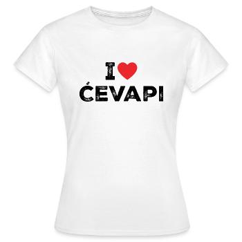 I Love Cevapi - I Heart Cevapi - Balkan Food - T-shirt Femme - blanc - Devant - AI Model Female 172 dark (172cm)