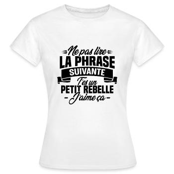 Ne pas lire la phrase suivante - T-shirt Femme - blanc - Devant - AI Model Female 172 dark (172cm)