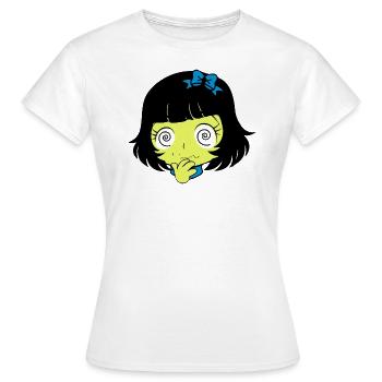 Dizzy Confused Anime Manga Girl Face - Women's T-Shirt - white - Front - AI Model Female 172 dark (172cm)