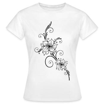 Lys avec un ornement floral en filigrane - T-shirt Femme - blanc - Devant - AI Model Female 172 dark (172cm)