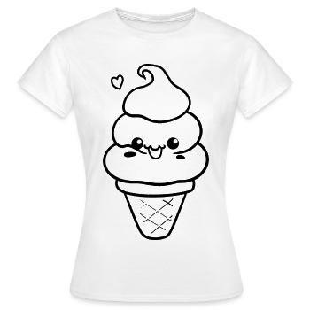 Crème glacée style bande dessinée - T-shirt Femme - blanc - Devant - AI Model Female 172 dark (172cm)