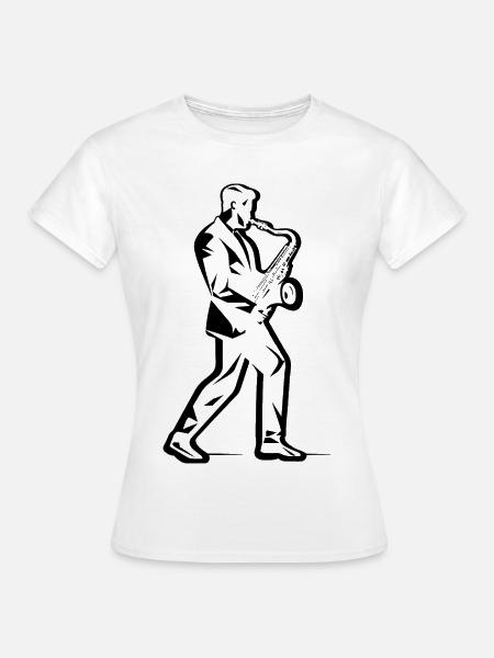 Saxophonist Zeichnung - Frauen T-Shirt - Weiß