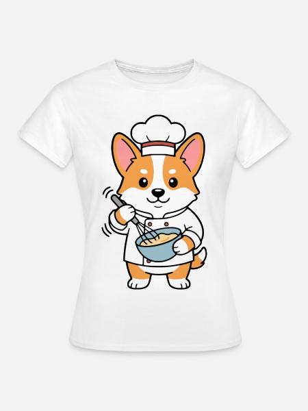Süßer Corgi-Koch Koch lustiger Hund Bäckerküche - Frauen T-Shirt - Weiß