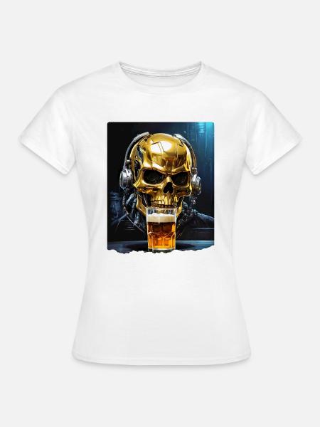 Bier Skull 0.1 - Frauen T-Shirt - Weiß