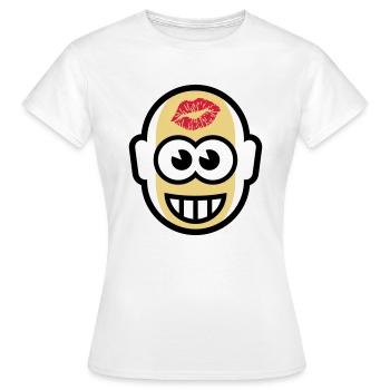 Glatzkopf Mit Kuss Auf Stirn (3C) - Frauen T-Shirt - Weiß - Vorne - AI Model Female 172 dark (172cm)