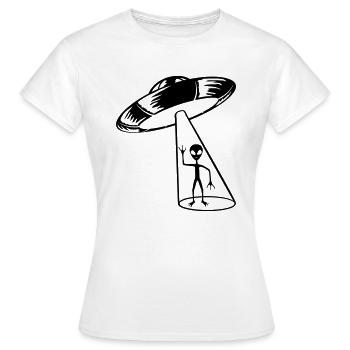 Strahl Ufo Alien winkt - Frauen T-Shirt - Weiß - Vorne - AI Model Female 172 dark (172cm)
