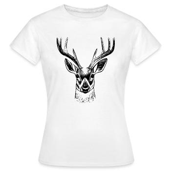 Hirschkopf im Herbst Hirsch Geweih Bock Reh Kitz 2 - Frauen T-Shirt - Weiß - Vorne - AI Model Female 172 dark (172cm)