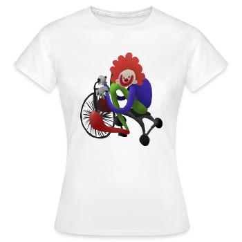 Clown sur un tricycle - Clown sur un tricycle - T-shirt Femme - blanc - Devant - AI Model Female 172 dark (172cm)
