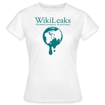 WikiLeaks Dripping Globe - Frauen T-Shirt - Weiß - Vorne - AI Model Female 172 dark (172cm)