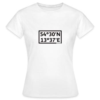 Coordonnées de Sassnitz - T-shirt Femme - blanc - Devant - AI Model Female 172 dark (172cm)