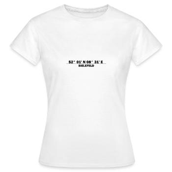 Bielefeld Koordinaten - Frauen T-Shirt - Weiß - Vorne - AI Model Female 172 dark (172cm)