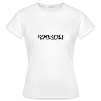 Circuit Francorchamps Spa Belgique Coordonnées - T-shirt Femme - blanc - Devant - AI Model Female 172 dark (172cm)