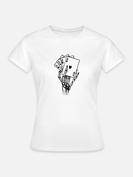 Skelett Hand Karten Poker - Frauen T-Shirt - Weiß
