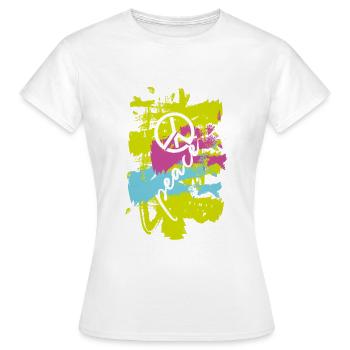 Peace farbig - Frauen T-Shirt - Weiß - Vorne - AI Model Female 172 dark (172cm)