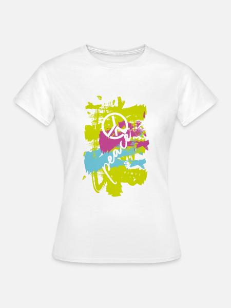 Peace farbig - Frauen T-Shirt - Weiß