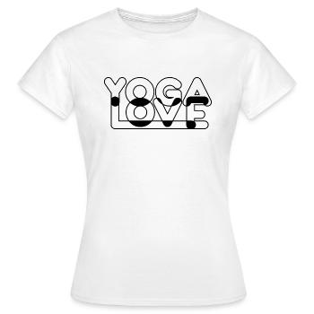 Yoga Love Graphic Noir et Blanc - T-shirt Femme - blanc - Devant - AI Model Female 172 dark (172cm)