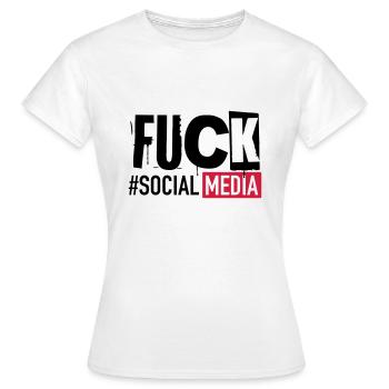 #FUCK SOCIAL MEDIA - Women's T-Shirt - white - Front - AI Model Female 172 dark (172cm)