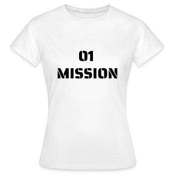 01 MISSION - T-shirt Femme - blanc - Devant - AI Model Female 172 dark (172cm)