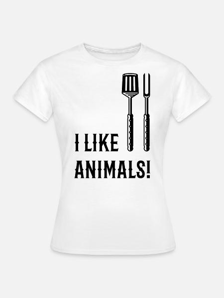 I Like Animals! (Grillbesteck / Black) - Frauen T-Shirt - Weiß