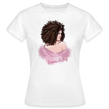 Junge hübsche Frau und Summer Feeling - Frauen T-Shirt - Weiß - Vorne - AI Model Female 172 dark (172cm)