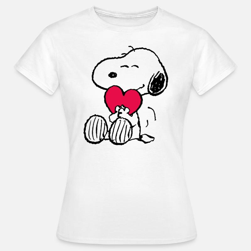 Peanuts Snoopy Heart Love Valentinsdag Gave - Dame-T-shirt - hvid