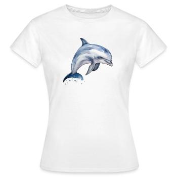 Aquarell Delphin - Frauen T-Shirt - Weiß - Vorne - AI Model Female 172 dark (172cm)