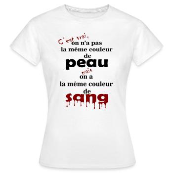tee-shirt texte antiraciste - T-shirt Femme - blanc - Devant - AI Model Female 172 dark (172cm)