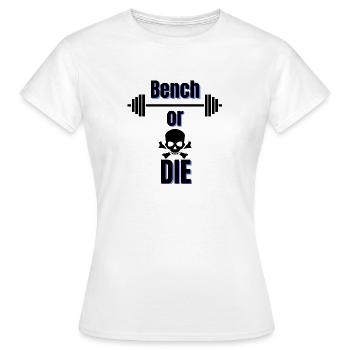 Banc ou matrice | Conception de développé couché - T-shirt Femme - blanc - Devant - AI Model Female 172 dark (172cm)