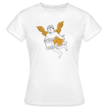 Engerl mit Schlitten Weihnachten - Frauen T-Shirt - Weiß - Vorne - AI Model Female 172 dark (172cm)