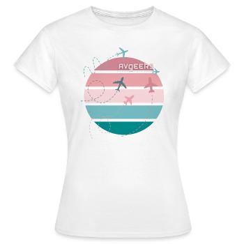 AVgeeks Aviation Airline Airplane Flying - Women's T-Shirt - white - Front - AI Model Female 172 dark (172cm)