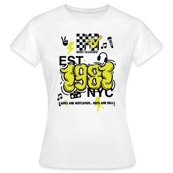 MTV Est. 1981 NYC Logo - T-shirt Femme - blanc - Devant - AI Model Female 172 dark (172cm)