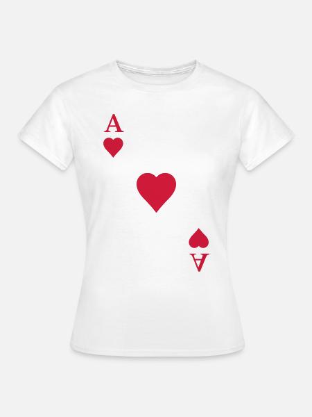 Carta da gioco asso di cuori carta asso Mardi Gras Carnival - Maglietta da donna - bianco