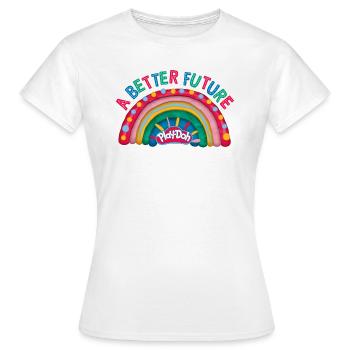 Play-Doh A Better Future Slogan Avec Arc-En-Ciel - T-shirt Femme - blanc - Devant - AI Model Female 172 dark (172cm)