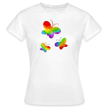 Papillon LGBT Gay Pride CSD Rainbow - T-shirt Femme - blanc - Devant - AI Model Female 172 dark (172cm)
